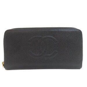 Chanel CC Logo Gold Wallet Grained Calfskin